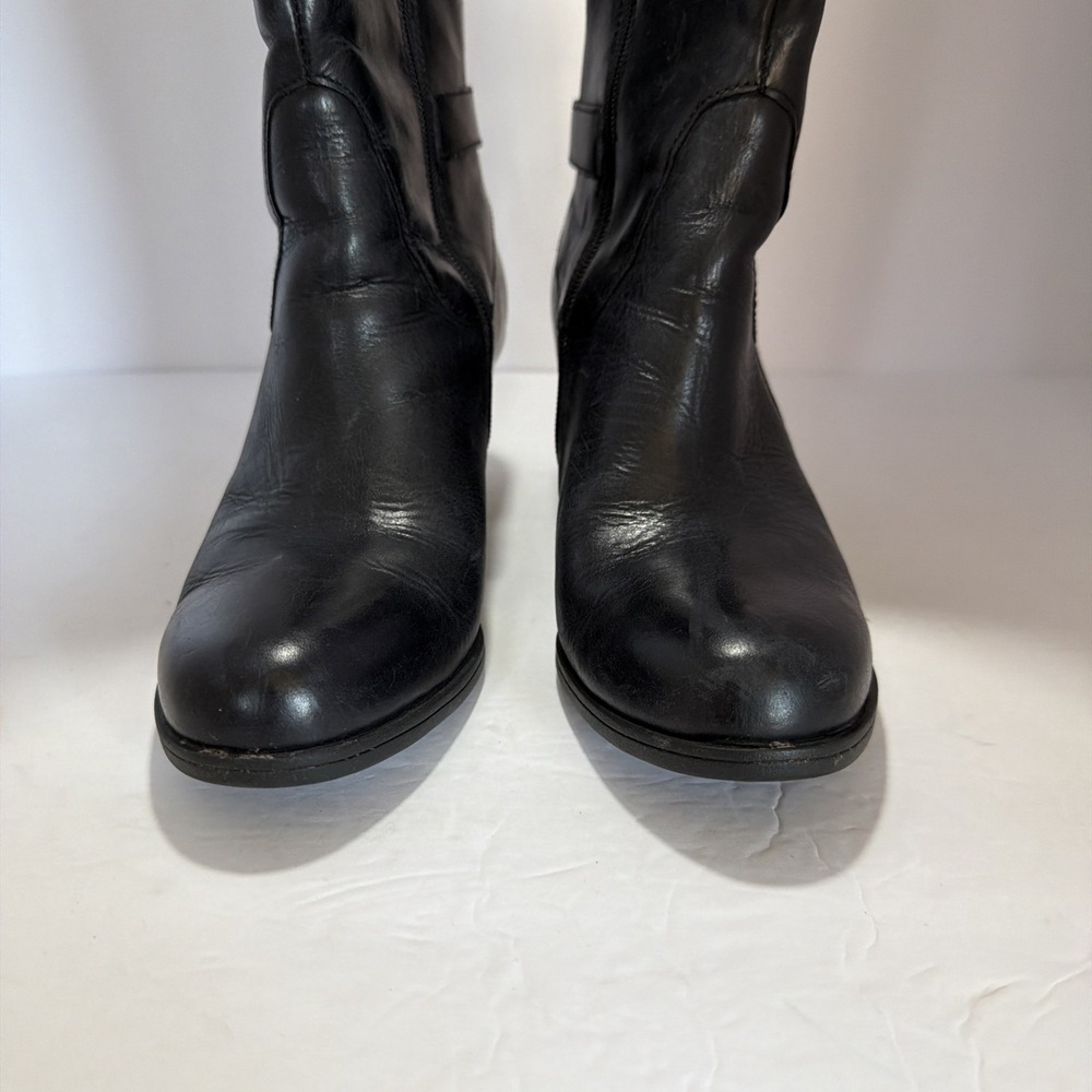BORN size 8 1/2 or 40  black leather tall knee high calf buckle boots  8.5 - Picture 3 of 11